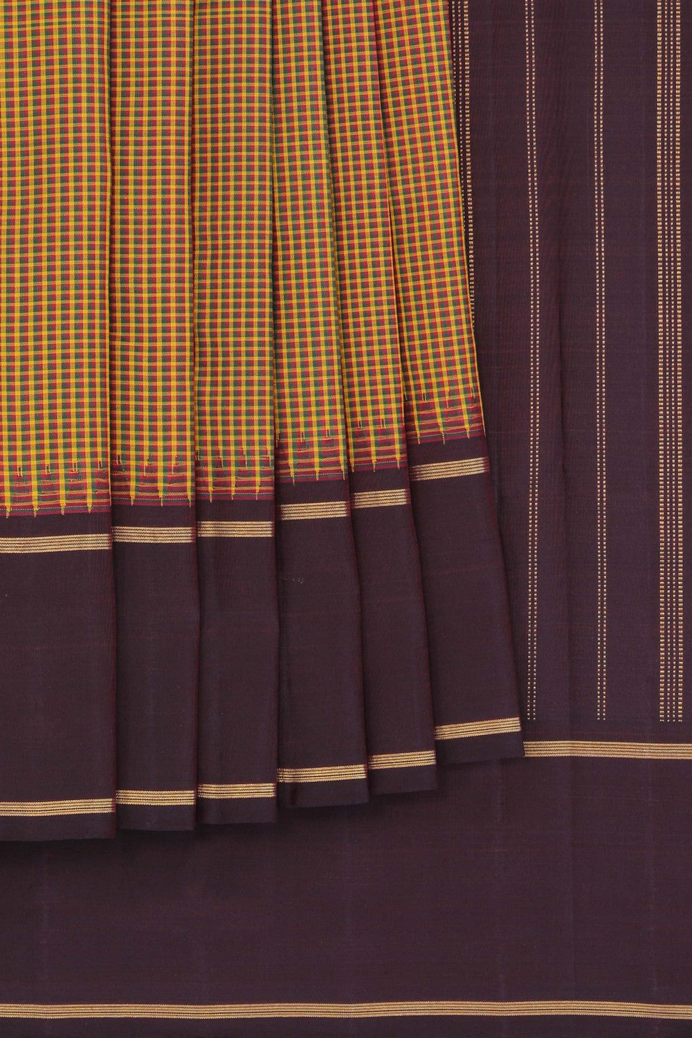 Image of Arani Silk Kattam Mustard Saree